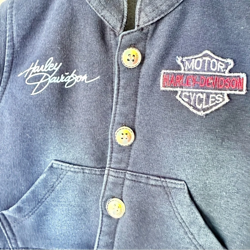 Hunur Kids Wear Harley-Davidson Embroidered Soft Denim Vest
